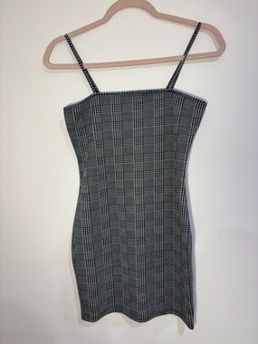 Zaful Gray and Black Plaid Mini Slip Dress